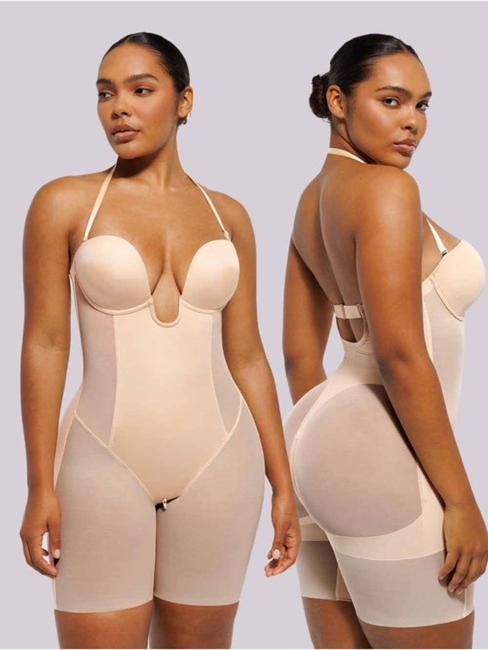Booty-Yeah Mesh Smooth Deep Plunge Body Suit Size S